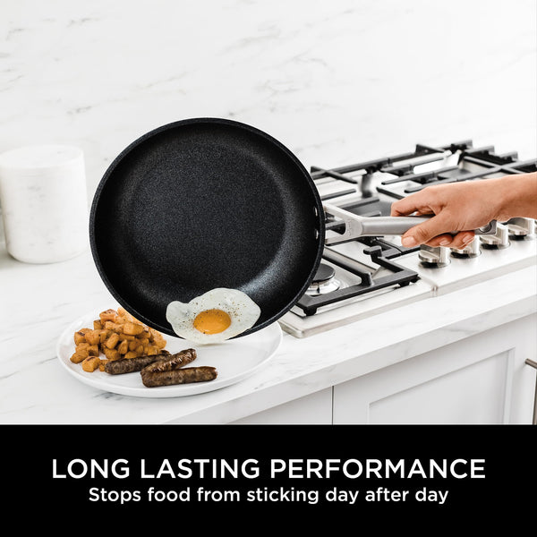 Ninja ZEROSTICK 5-Piece Pan Set, Long Lasting Non Stick,16cm, 18cm & 20cm Saucepans with oven-safe glass lids, 16cm Milk Pan, 24cm Frying Pan, Stainless Steel Cookware C6500UK