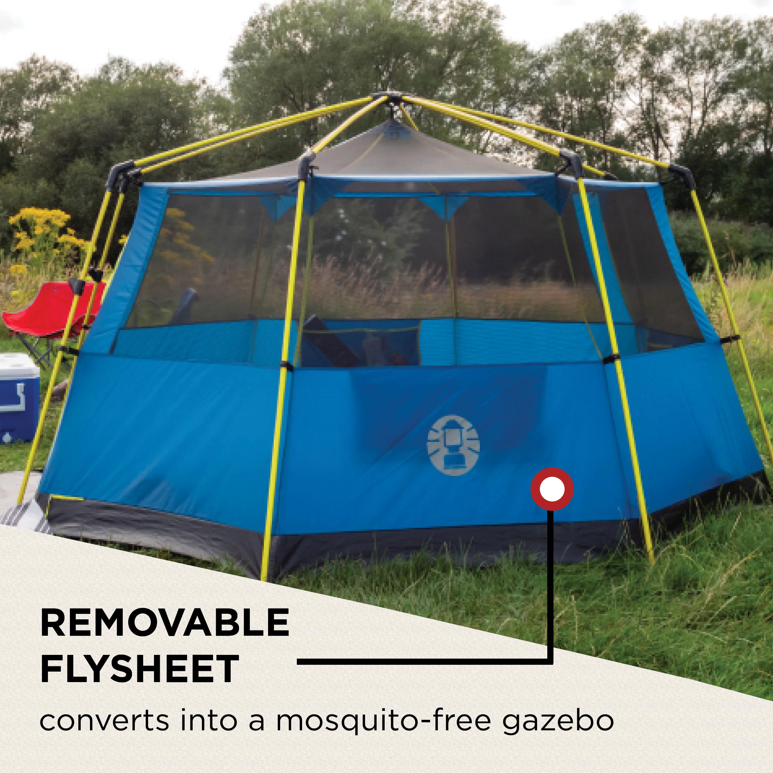 Coleman Tent Octago, 3 Man Tent Ideal for Camping in the Garden, Dome Tent, Waterproof 3 Person Camping Tent with Sewn-in Groundsheet