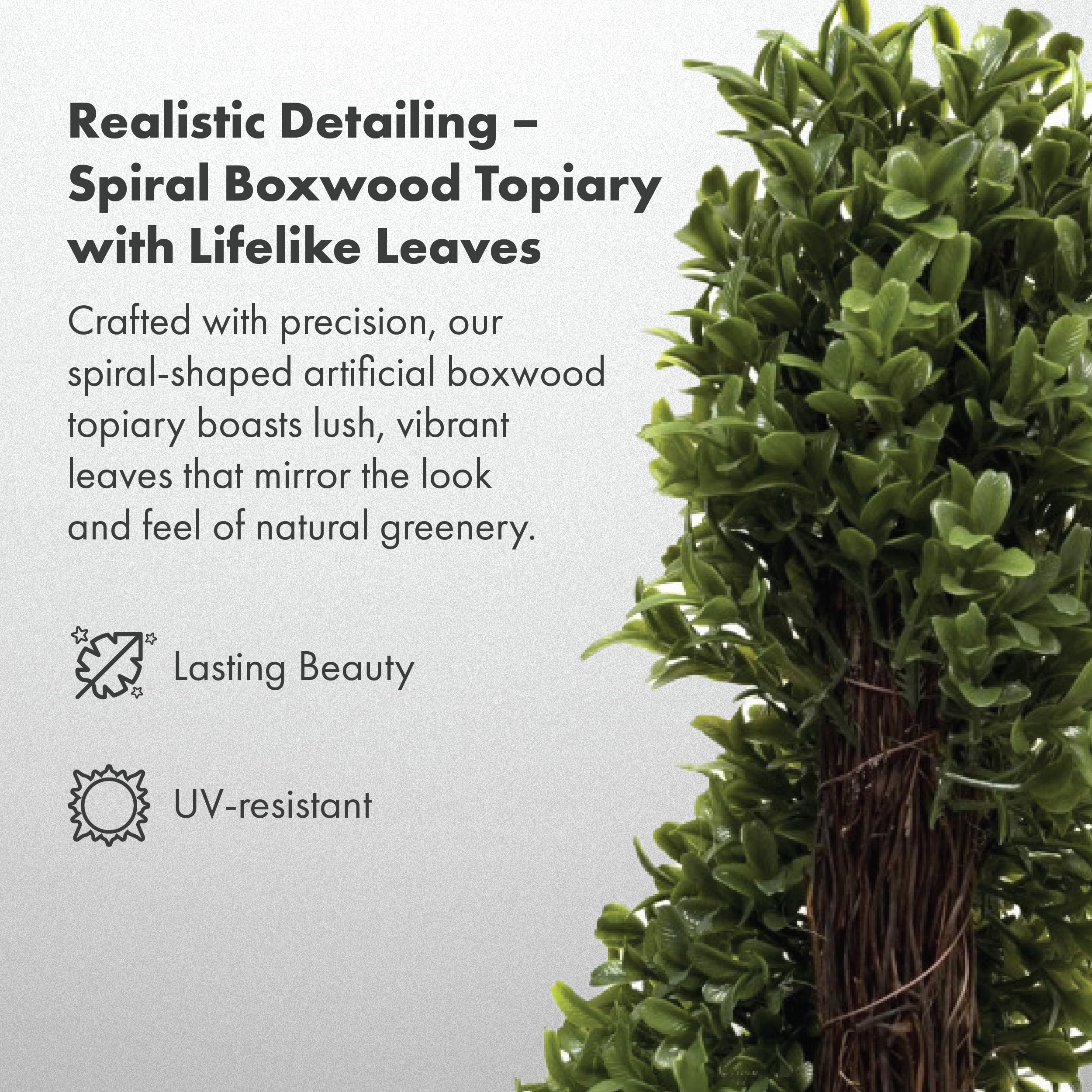 2 x Artificial Topiary Boxwood Spiral Trees (3ft/90cm)