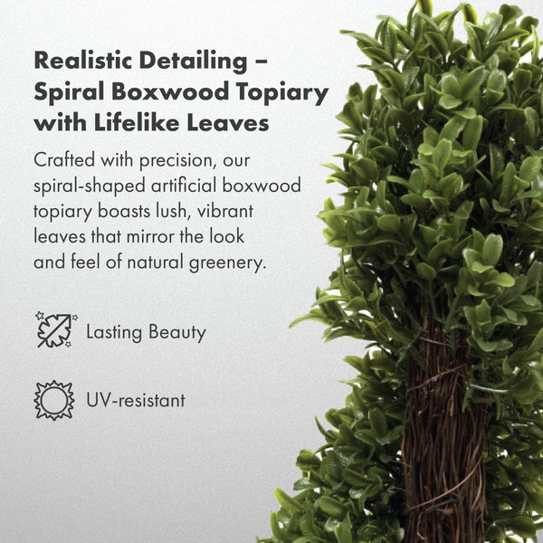 2 x Artificial Topiary Boxwood Spiral Trees (3ft/90cm)