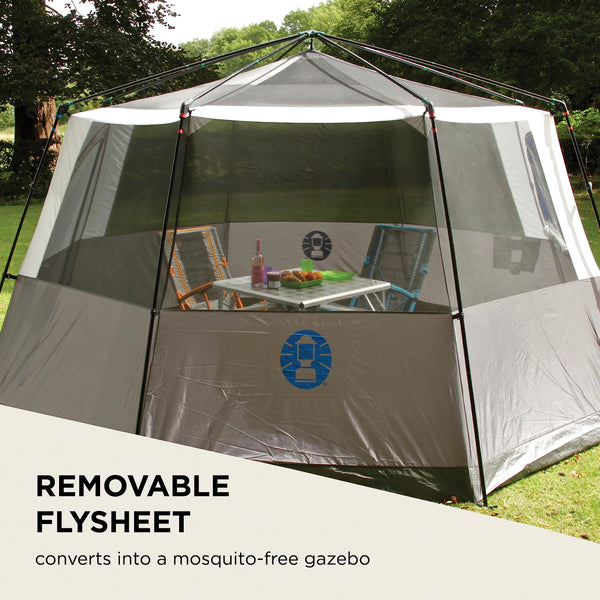 Coleman Tent Octagon, 6 Man Festival Dome Tent, 6 Person Family Camping Tent with 360° Panoramic View, Stable Steel Pole Construction, Sewn-in Groundsheet, 100 Percent Waterproof