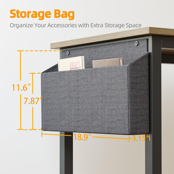 BEXEVUE L Shaped Gaming Desk, 100x70 cm Computer Desk with Storage Bag, Office Desk Small Writing Table with Large Reversible Storage Shelves, Workstation for Study Play Work Home Office, Black