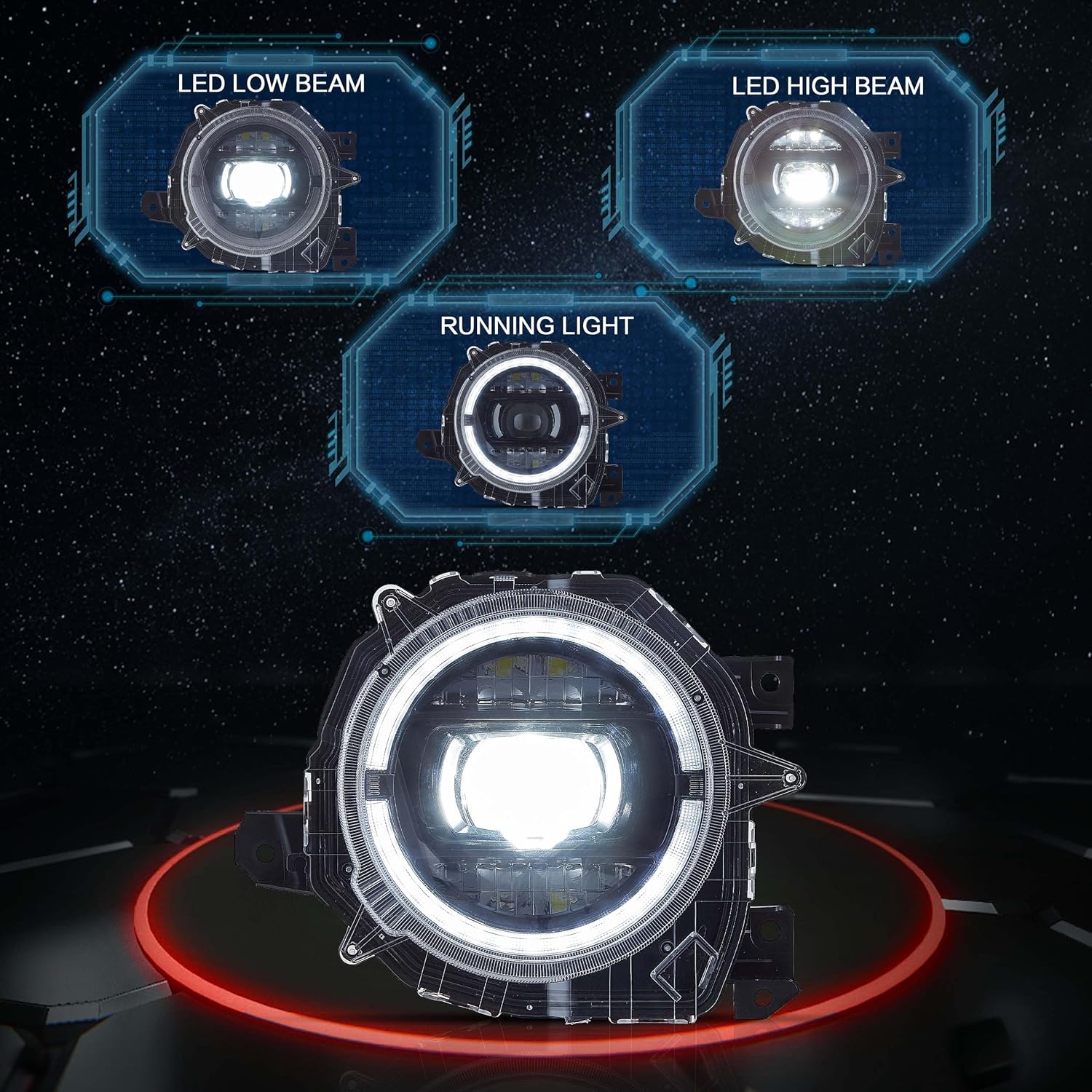 VLAND Headlights Compatible with 2019-2023 SUZUKI JIMNY, LED Front Light with Dynamic Startup DRL