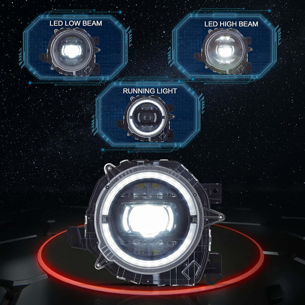 VLAND Headlights Compatible with 2019-2023 SUZUKI JIMNY, LED Front Light with Dynamic Startup DRL