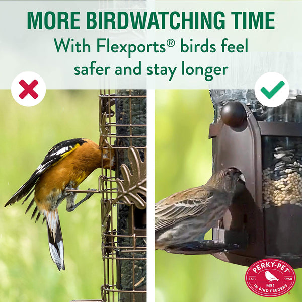 Perky-Pet 334-1SR Squirrel-Be-Gone Max Large Wild Bird Feeder with Flexports, Squirrel Proof Bird Feeder with Weight-Activated Perches - 4LB Seed