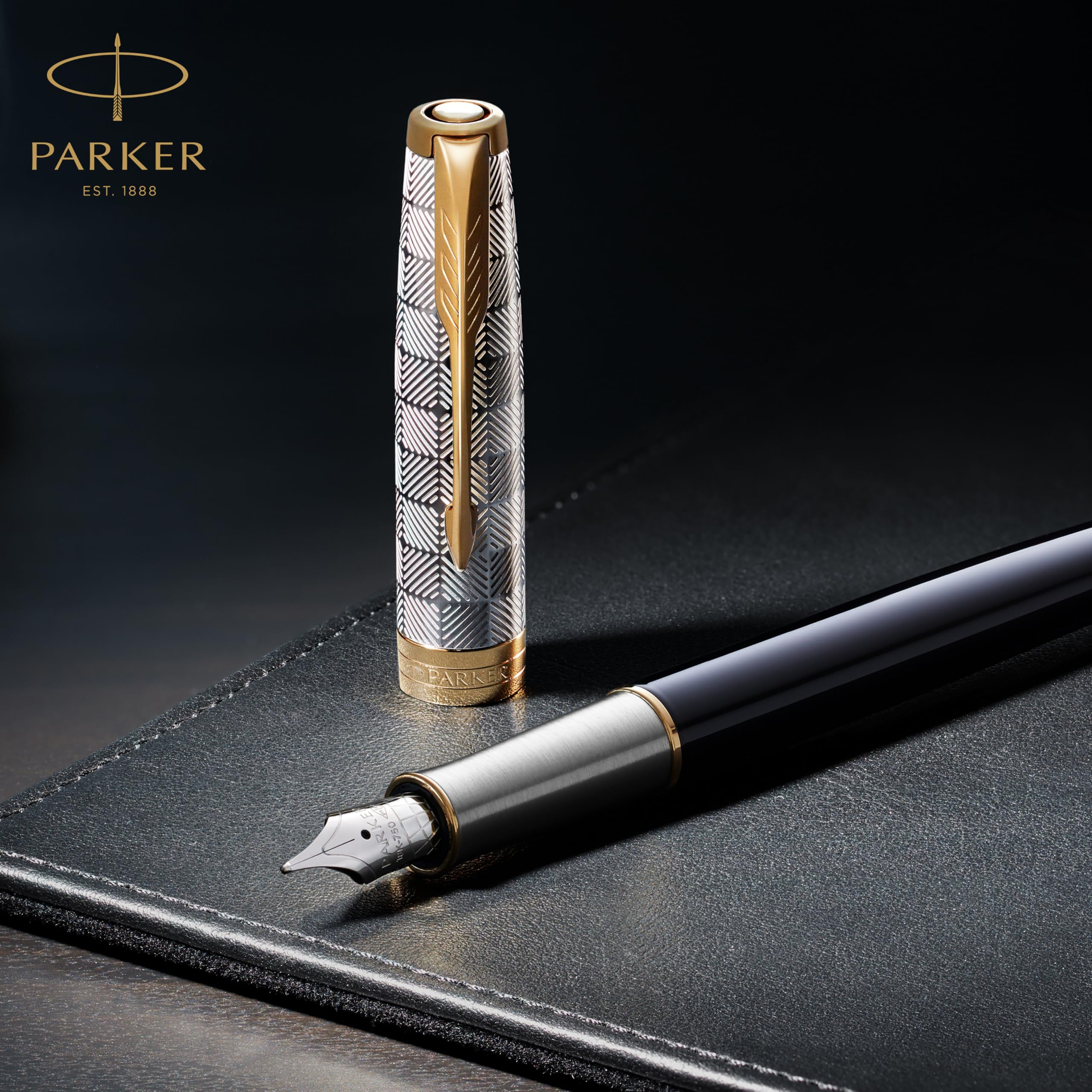 Parker Sonnet Ballpoint Pen | Stainless Steel with Gold Trim | Medium Point | Handwriting Pens & Stationery Supplies | Black Ink | Gift Box