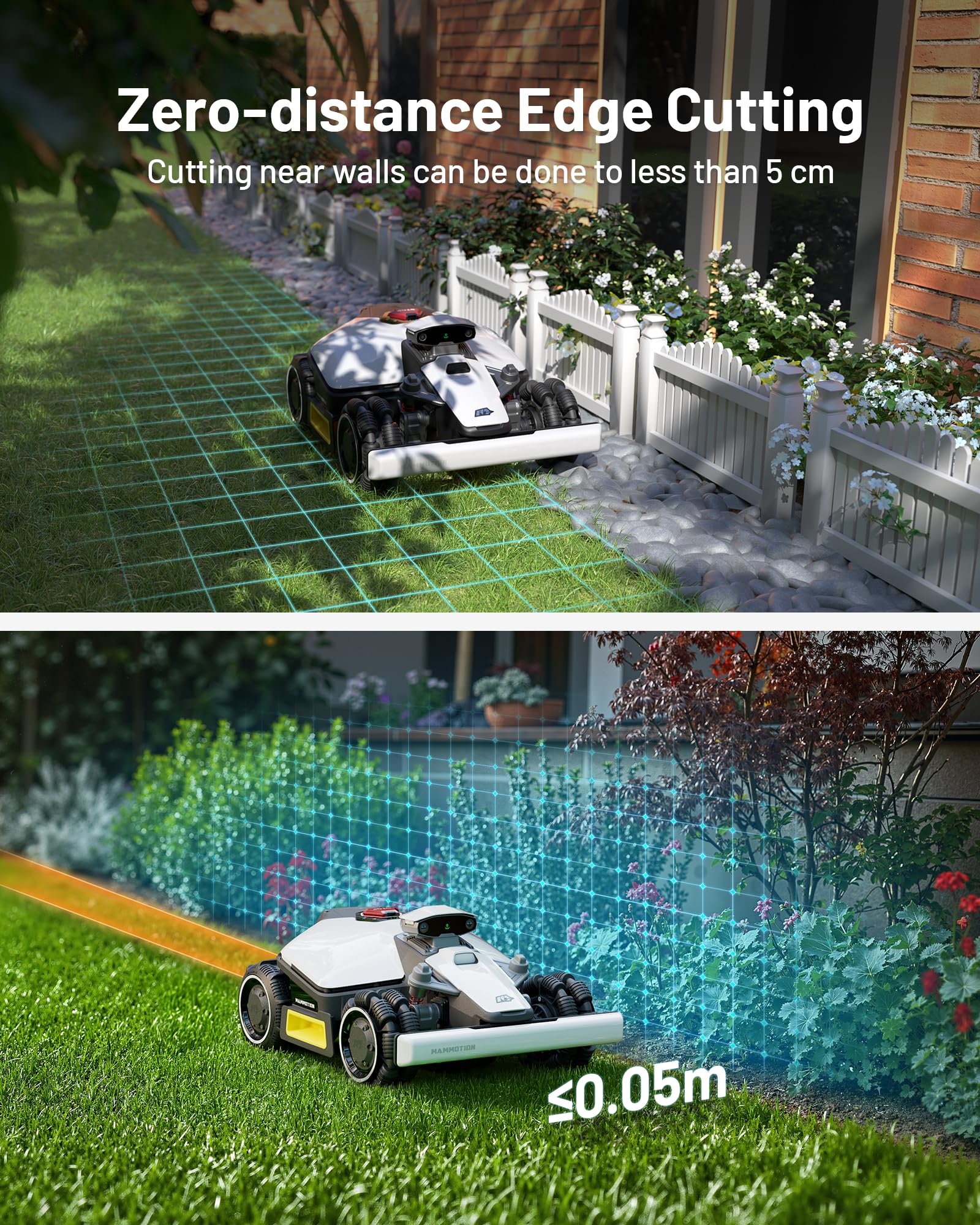 MAMMOTION LUBA mini AWD 800 Robot Lawn Mower without Boundary, Recommended 800 m², Max. 1000 m², Auto Mapping UltraSense AI Vision, 80% Gradient, 20-65 mm Cutting Height