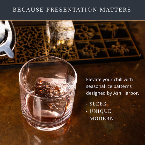 Ice Designer Tray  Craft Modern Ice Molds for Whiskey, Bourbon, & Cocktails in 5 Seconds  Whiskey Ice Mold Ice Cube Stamp  Bartender Accessories