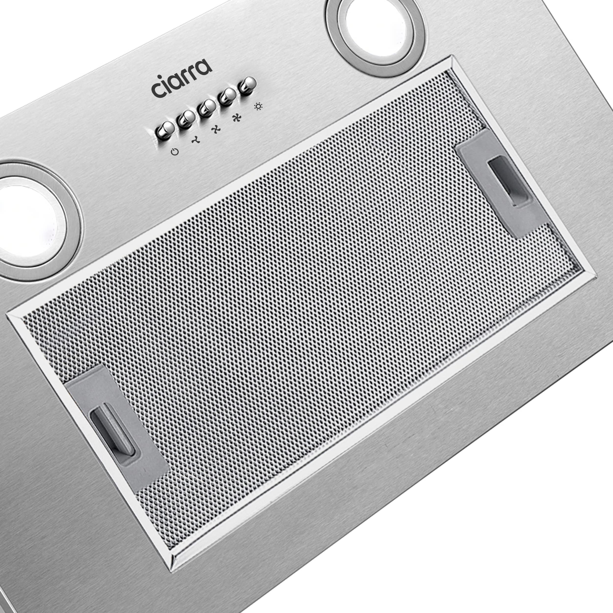 CIARRA Integrated Cooker Hood 52cm CBCS5913A Stainless Steel Built in Extractor Hood LED Light 3 Speeds Undercabinet Extractor Fan