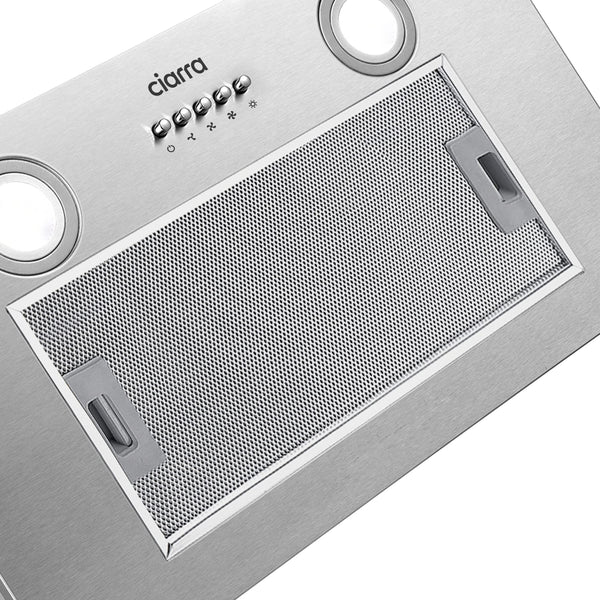 CIARRA Integrated Cooker Hood 52cm CBCS5913A Stainless Steel Built in Extractor Hood LED Light 3 Speeds Undercabinet Extractor Fan