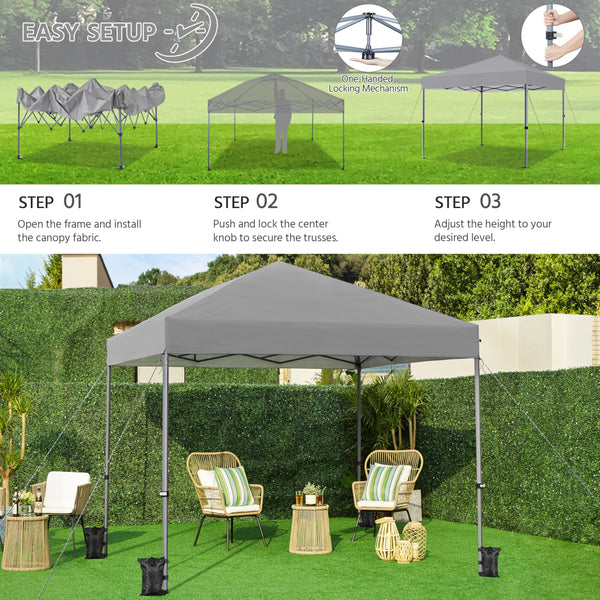 Yaheetech Pop Up Gazebo, 3x3m Easy One Person Setup Instant Shelter, Waterproof Garden Patio Canopy with 4 Sandbags, 4 Ropes & 8 Stakes, Wheeled Bag, Steel Frame, Adjustable Height - Beige