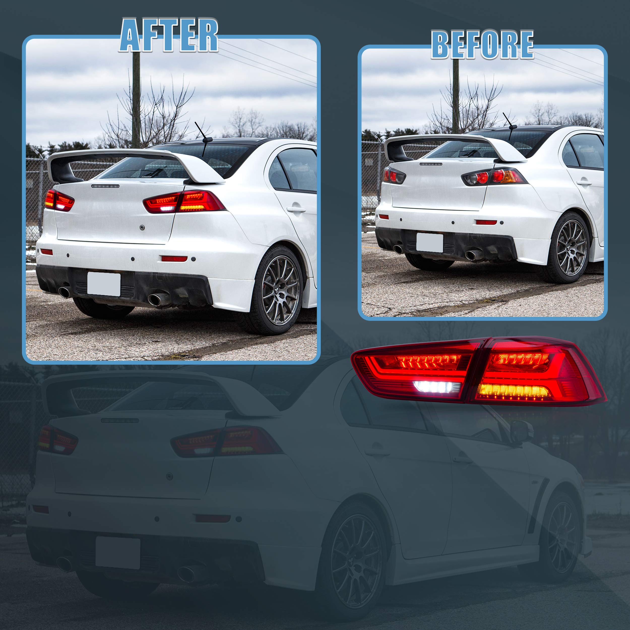 VLAND LED Headlights Compatible with Mitsubishi Lancer& EVO X 2008-2020 Front light with Sequential, Projector Headlamp