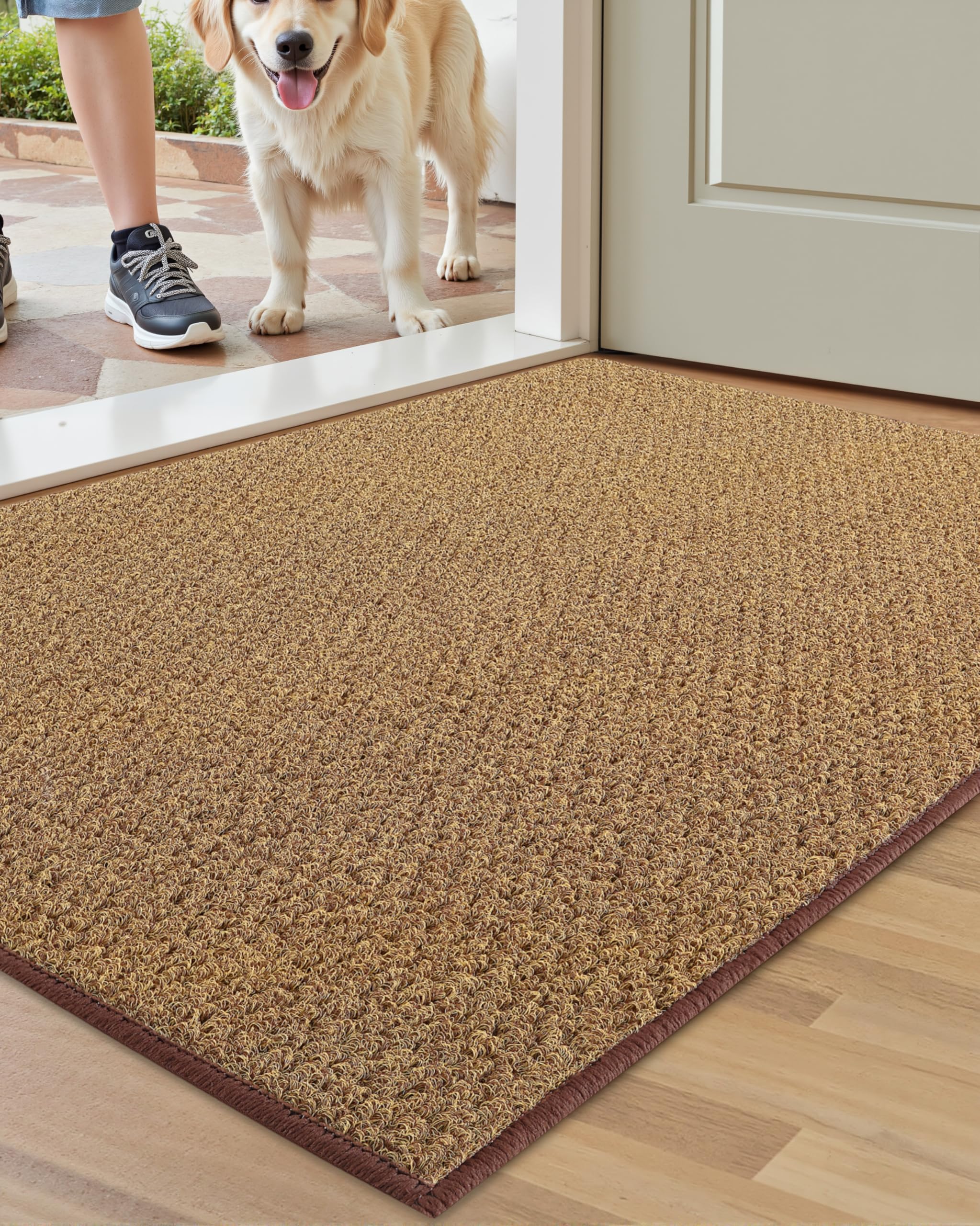 COLOR&GEOMETRY Dirt Trapper Door Mat, Heavy Duty Front Door Mat for Indoor and Outdoor, Non Slip Rubber Backing Door Matts Indoor, Machine Washable