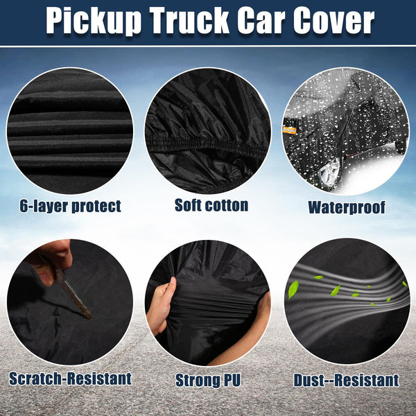 X AUTOHAUX All-Weather Pickup Truck Cover for Toyota Tacoma Crew Cab Pickup 4 Door 6.1 Feet Bed (2005-2021) - Waterproof, UV-Resistant, and Windproof with Left Door Zipper, 190T PU Material