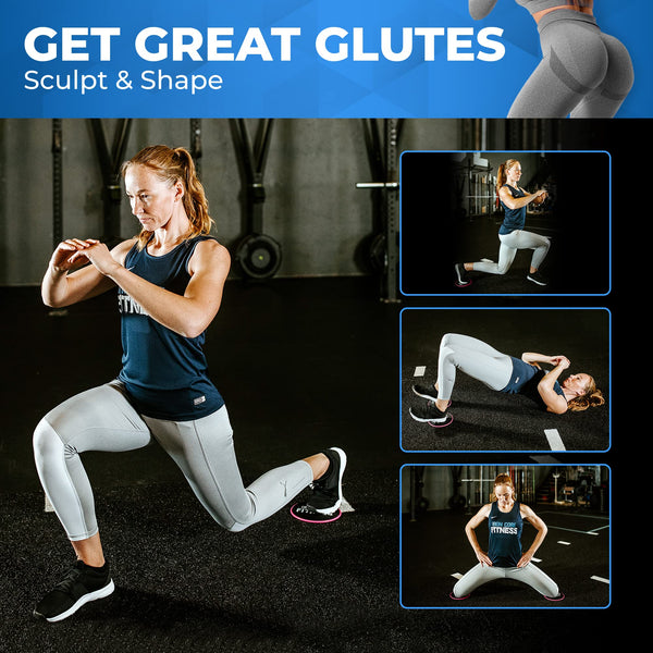 Iron Core Fitness Sliding Discs for Exercise Multi Pack Exercise Sliders. HIIT Workout Equipment (Aqua & Black)