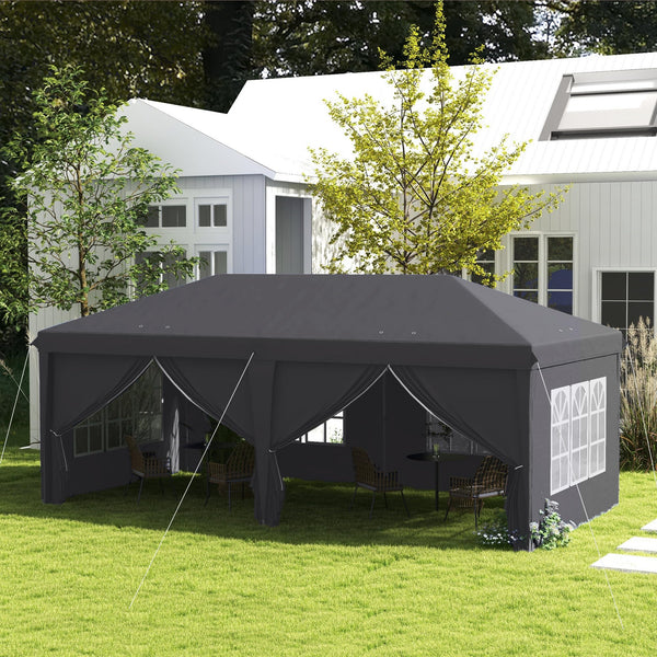 Outsunny 3 x 3(m) Pop Up Gazebo, Water and UV Resistant Party Tent Camping Canopy Marquee with Carry Bag, Blue