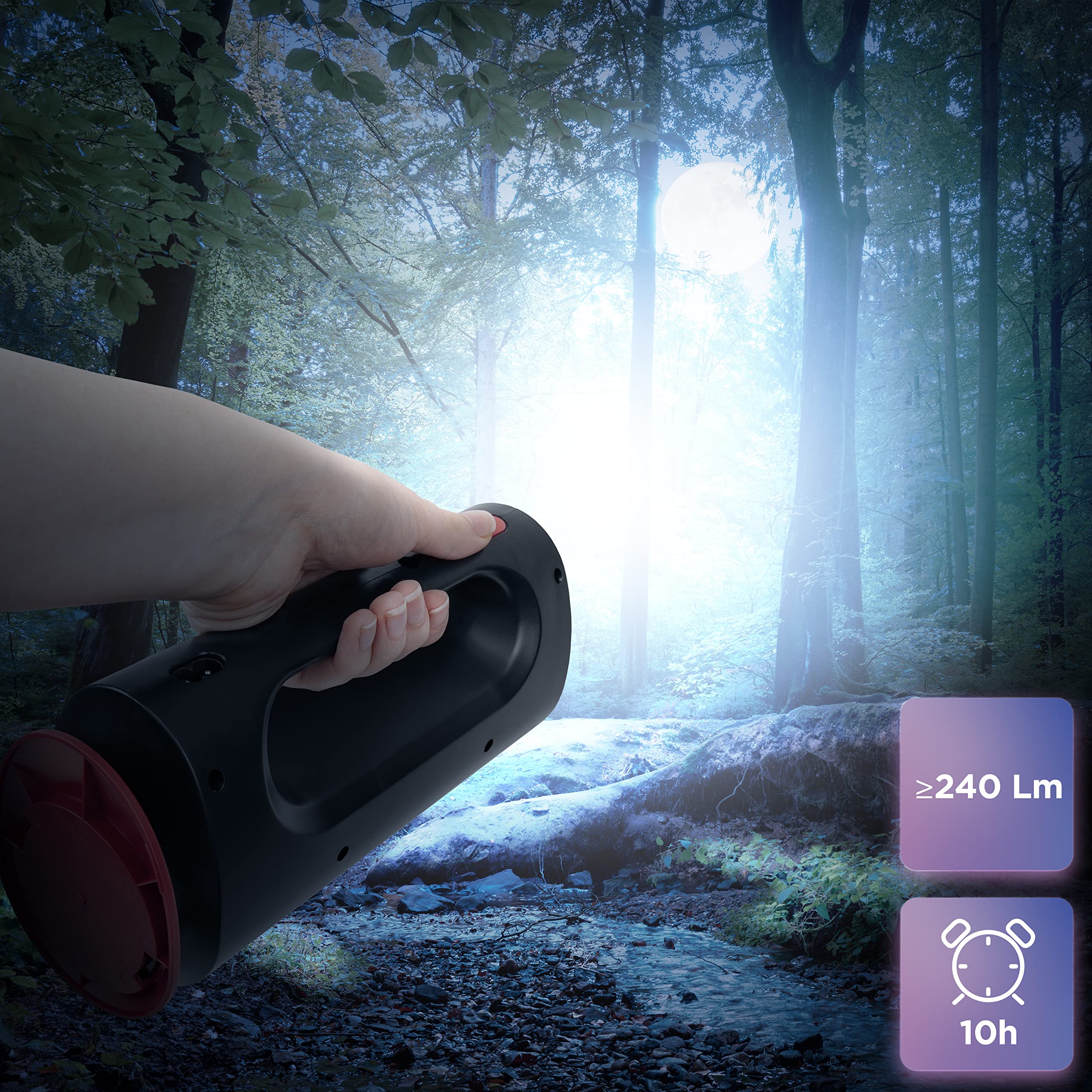 Duronic Camping Lantern Rechargeable LED Camping Light Hurricane, 5W Wind Up Flashlight Torch Lanterns for Hiking, Wind-up Emergency Light with 3 Light Modes for Outdoor Activities