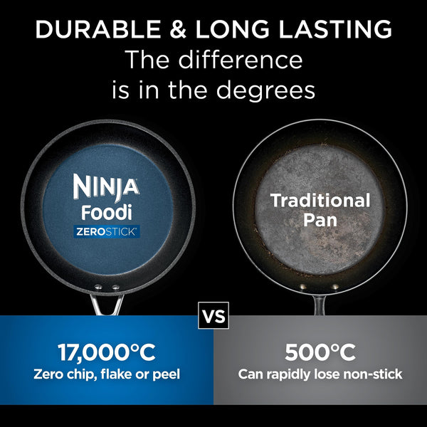 Ninja ZEROSTICK 5-Piece Pan Set, Long Lasting Non Stick,16cm, 18cm & 20cm Saucepans with oven-safe glass lids, 16cm Milk Pan, 24cm Frying Pan, Stainless Steel Cookware C6500UK