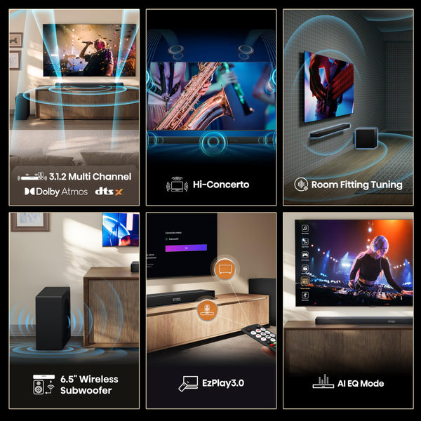 Hisense AX5125H 5.1.2 Channel 500W Dolby Atmos Soundbar with Wireless Subwoofer& Up Firing Speakers& Turly Wireless Rear Speakers