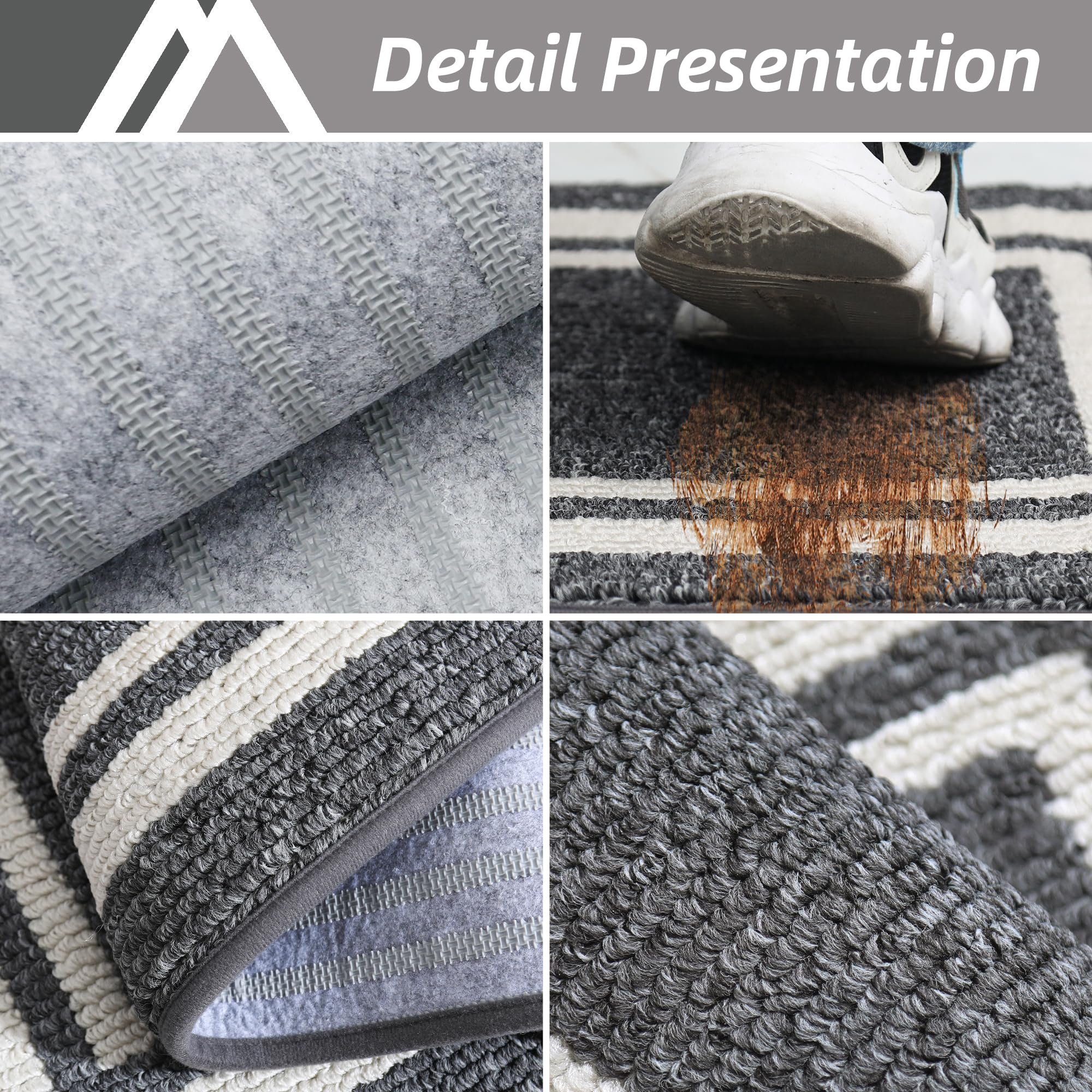 COSY HOMEER Kitchen Rugs 2 Pieces, 51x76cm+51x122cm, Absorbent and Stain-Resistant Kitchen Mats Non-Slip, Machine Washable Kitchen Runners Floor Mat