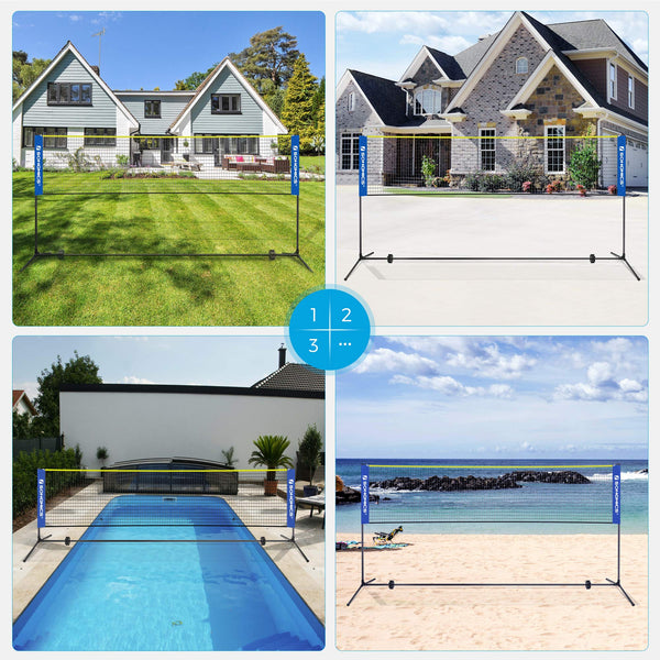 SONGMICS 3 m Badminton Net, Volleyball Net, Adjustable Poles Height, Portable Set for Tennis