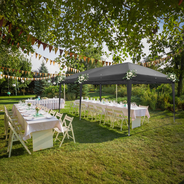 Bonnlo Pop Up Gazebo with Sides 3m x 3m, Easy Setup Instant Outdoor Canopy, Folding Garden Gazebo, Party Tent Grey