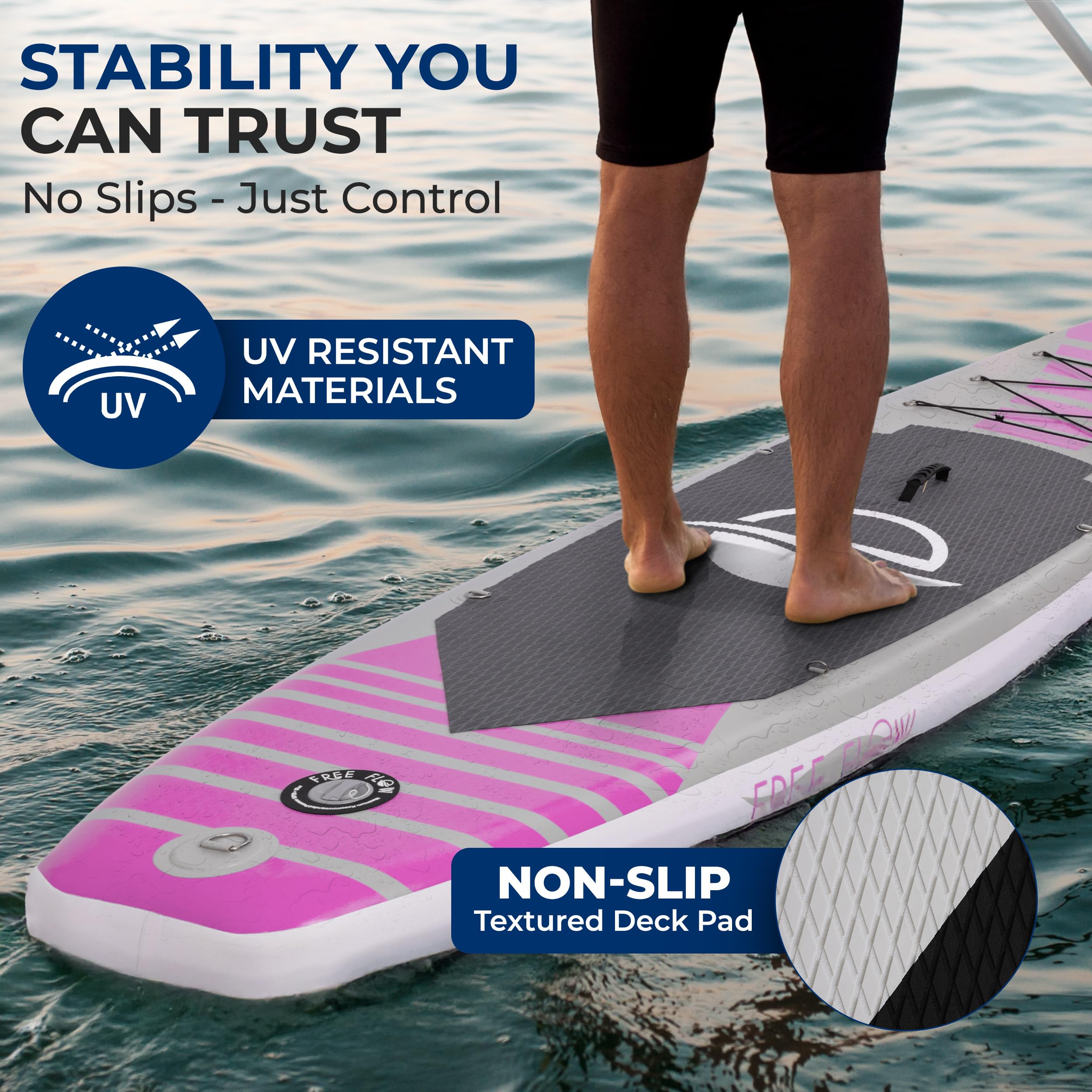 SereneLife Inflatable Stand Up Paddle Board, SUP Board- Paddleboards for Adults & Youth, Surfing Board Kit, 0.63cm Thick Standup Paddleboarding, Non-Slip Deck, Wide Stance, Surf Control w/Backpack