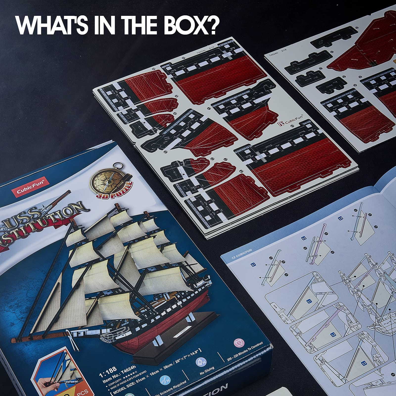 CubicFun LED Pirates of the Caribbean Flying Dutchman Model Kits for Adults to Build 3D Jigsaw Puzzles Ship Model Building Gifts for Adults Kids Girls Boys - 360 Pieces