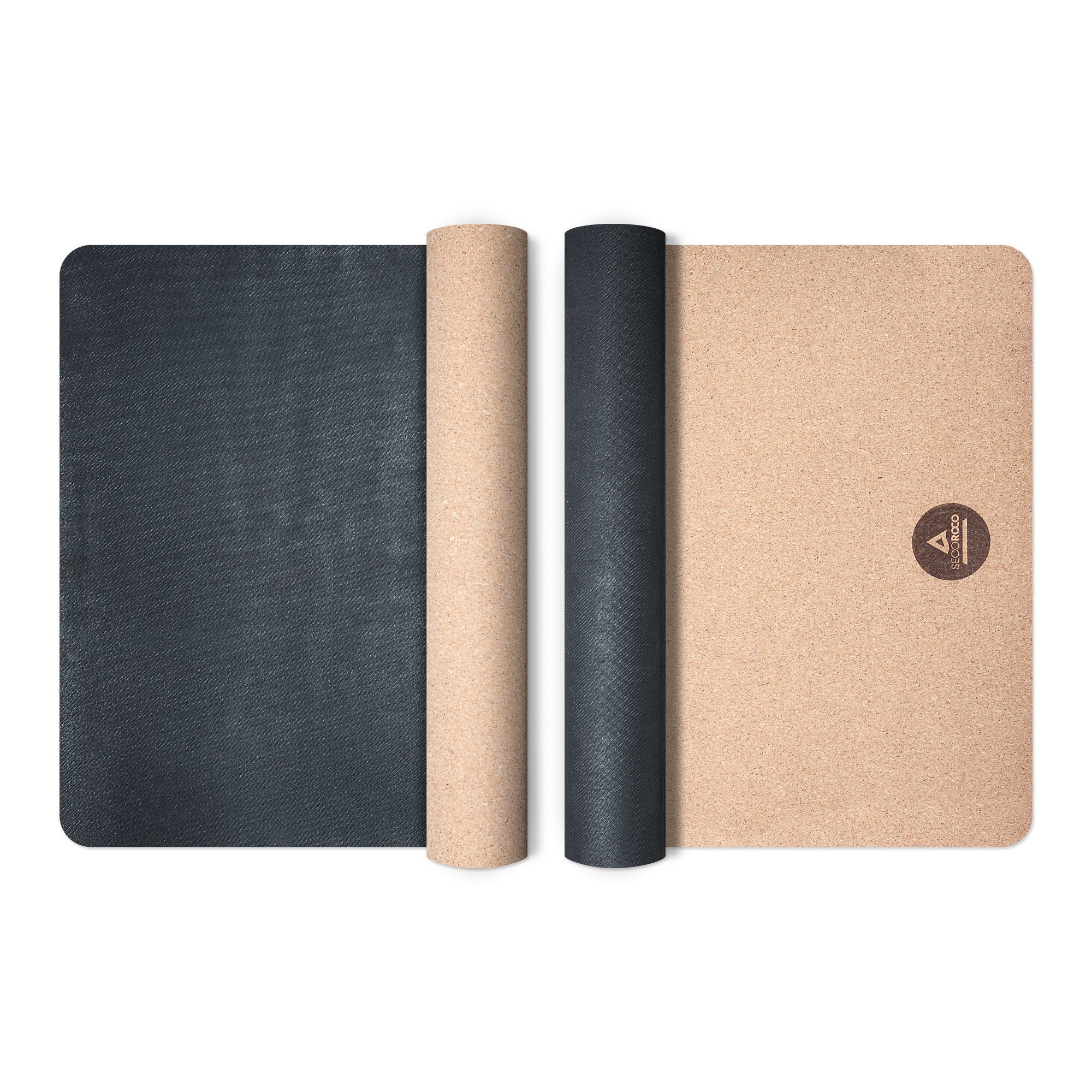 Yoga mat made of cork and rubber, 5 mm thickness, environmentally friendly and non-slip materials, included durable yoga bag made of canvas