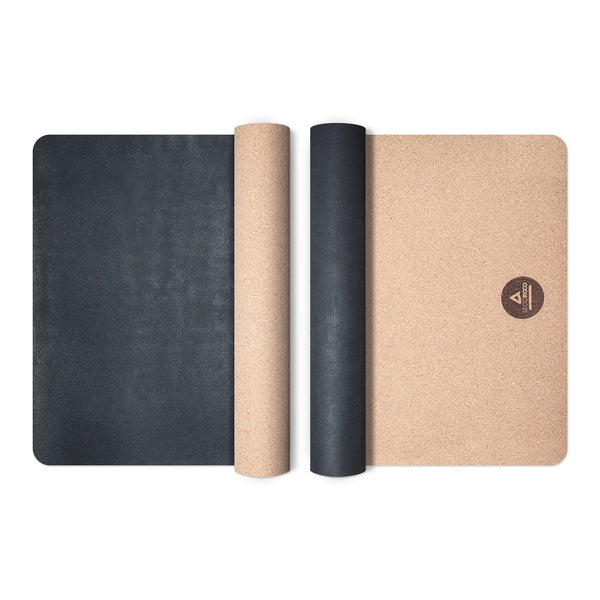 Yoga mat made of cork and rubber, 5 mm thickness, environmentally friendly and non-slip materials, included durable yoga bag made of canvas