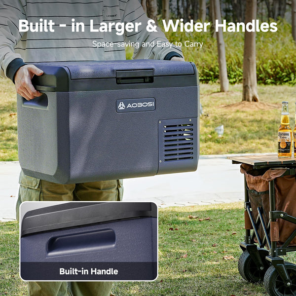 AAOBOSI 25L Car Fridge Freezer, IPX4 Waterproof Portable Compressor Camping Fridge 12V/240V, -20°C to 20°C – Ideal for Campervan, Car, Truck, Boat, Motorhome, Travel, Picnic