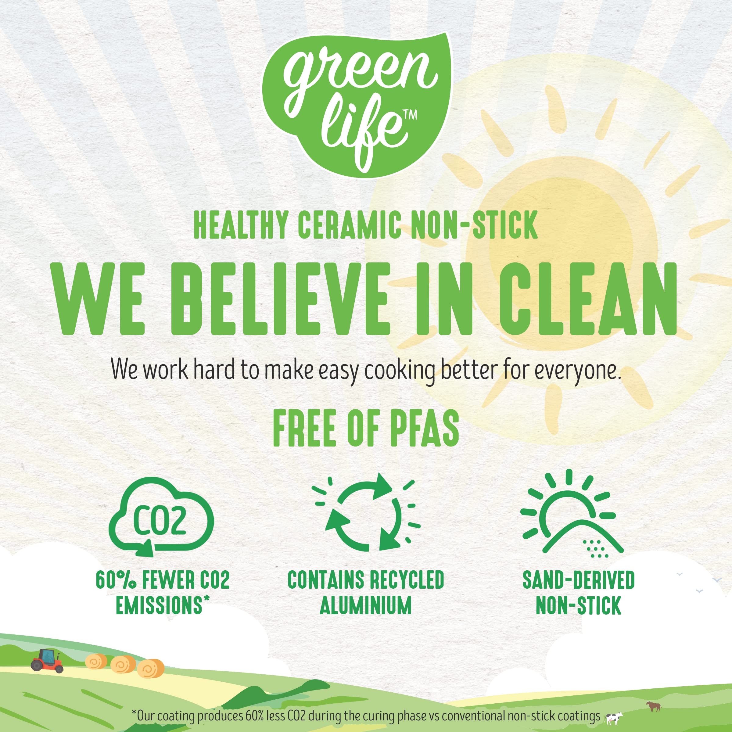 GreenLife Artizan Healthy Ceramic Non-Stick 20 cm and 26 cm Frying Pan Skillet Set, Stainless Steel Handle, PFAS-Free, Induction, Oven Safe, Yellow