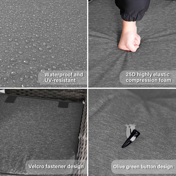 Trumbeak Polyrattan Lounge Set - 3 People Garden Furniture Seating Set Table - Seat Set with Adjustable Backrest Made of Garden Sofa, Side Table for Garden, Black