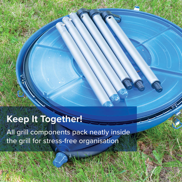 Campingaz Party Grill 400 CV, Camping Stove and Grill, All-in-One Portable Camping BBQ, with Griddle, Grid and Pan Support, Lid Doubles as Wok, Blue