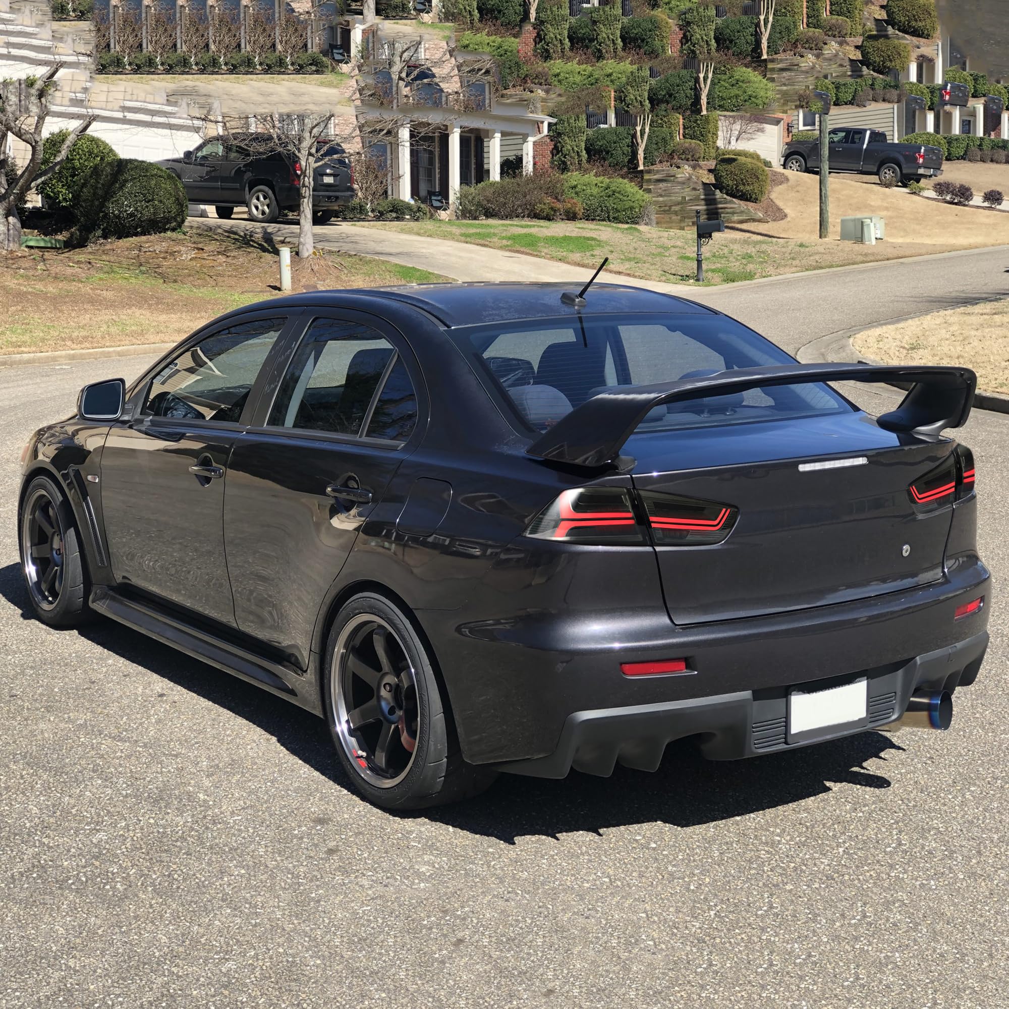 LED Rear Lights compatible with Lancer & EVO X 2008-2020 (Not Fit fortis/io), w/Amber Sequential indicator, Driver & Passenger Side - Red