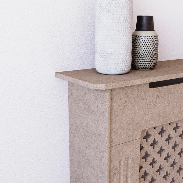 Vida Designs Oxford Radiator Cover – Traditional Cross Pattern, Olive Grey, MDF, Modern Painted Finish, Heat Efficient, Small, (H 82 x W 78 x D 19 cm)