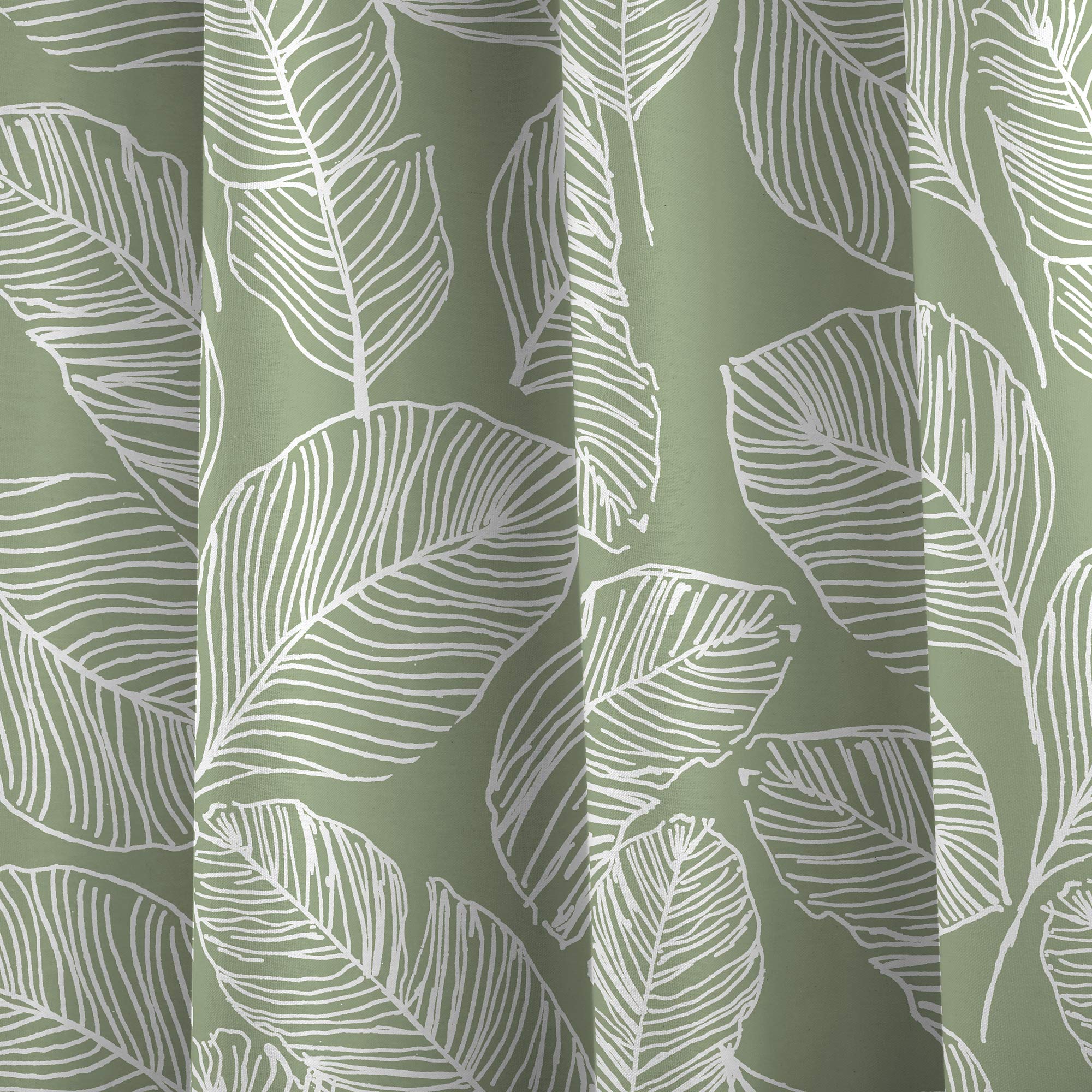 Fusion 66" Width x 90" Drop (168 x 229cm), Green & White Leaf