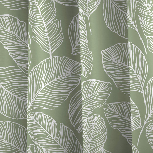 Fusion 66" Width x 90" Drop (168 x 229cm), Green & White Leaf