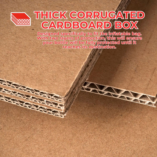 Evergreen Goods 30 x Single Wine & Beer Bottle Cardboard Box with Inflatable Air Cushion Packaging | Quantity Discounts | 370 x 130 x 130mm Carton |