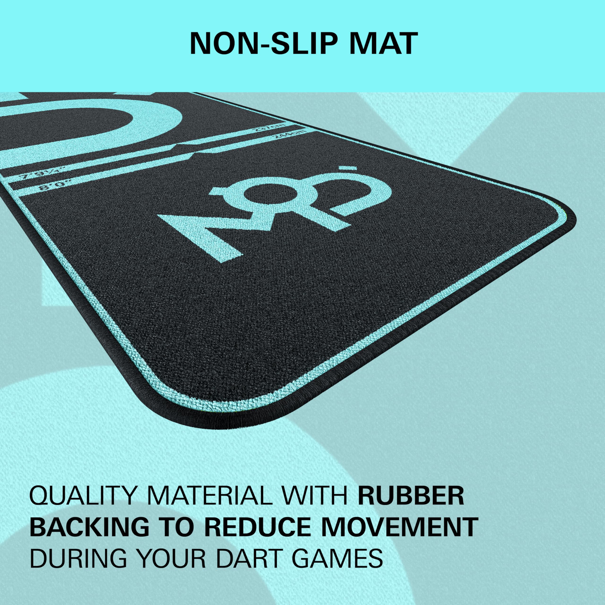 TARGET Darts World Champion Darts Mat MOD Design | Dart Oche Mat with Soft Tip and Steel Tip Throw Line Distances | Non Slip Carpet Mats for Floor and