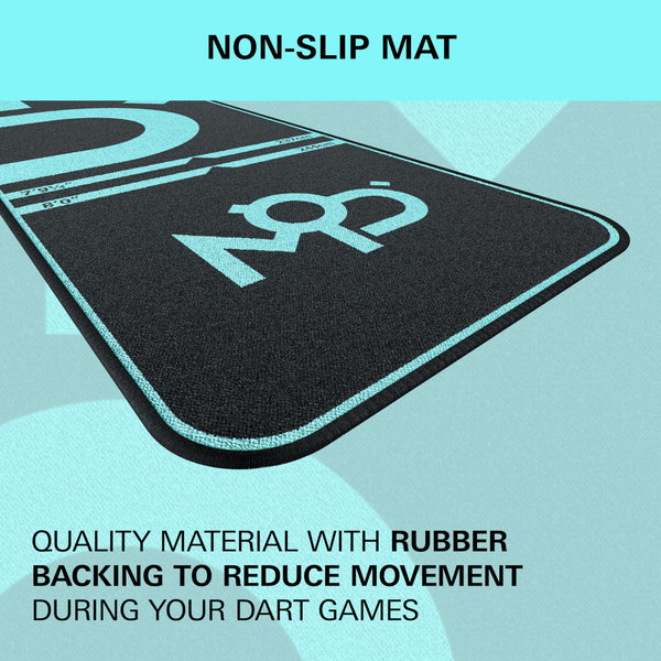 TARGET Darts World Champion Darts Mat MOD Design | Dart Oche Mat with Soft Tip and Steel Tip Throw Line Distances | Non Slip Carpet Mats for Floor and