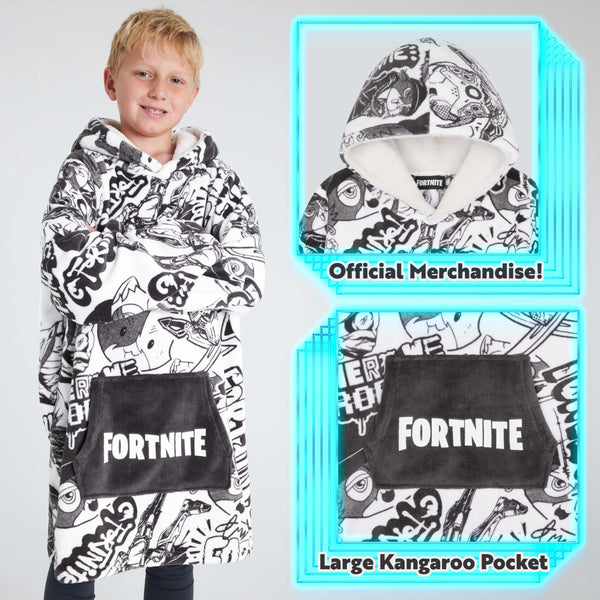 Fortnite Oversized Hoodie Blankets for Boys Fleece Extra Long Warm Wearable Hooded Poncho for Kids and Teens 14+, Gamers Gifts
