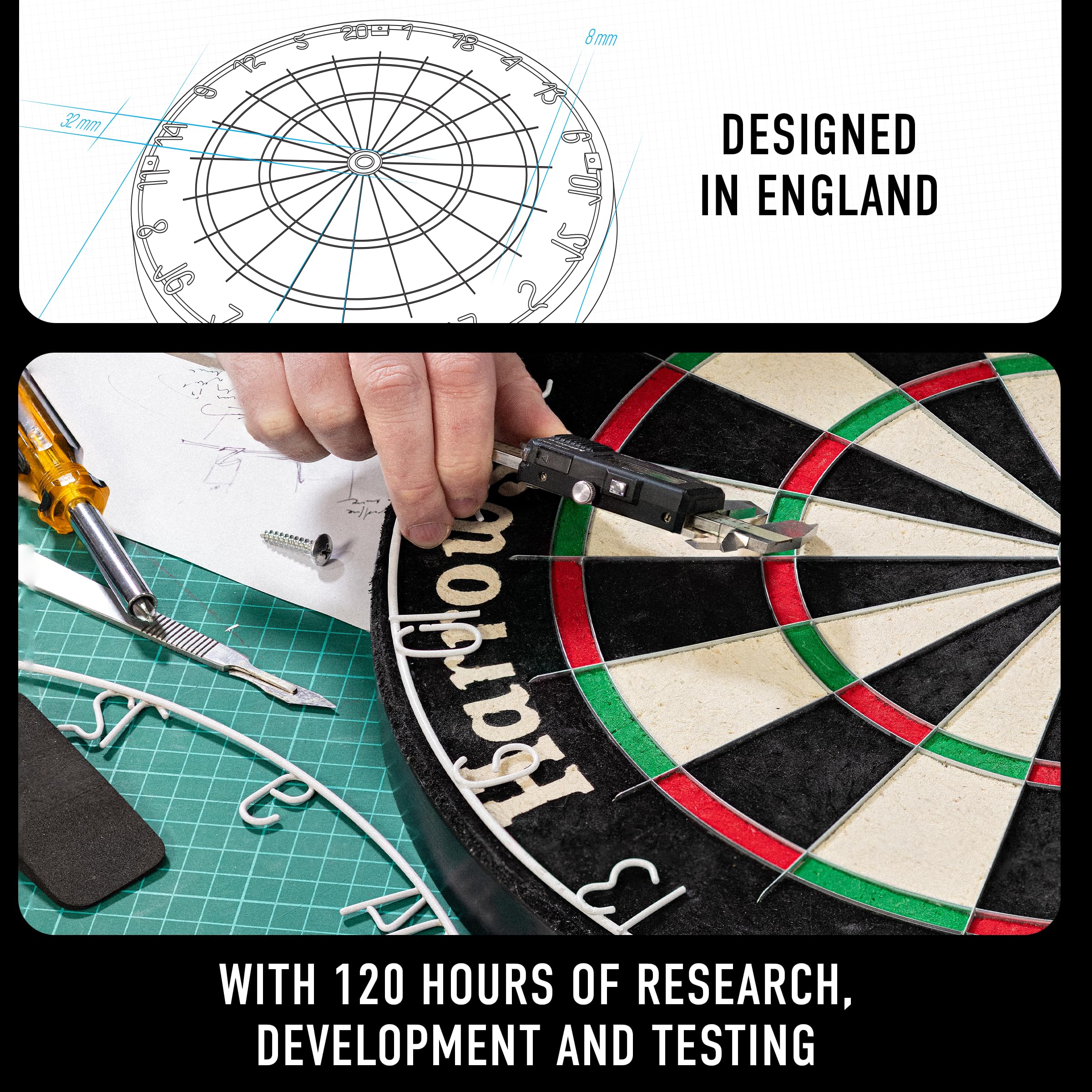 Harrows Official Competition Bristle Dartboard - Black, 45cm, JE03