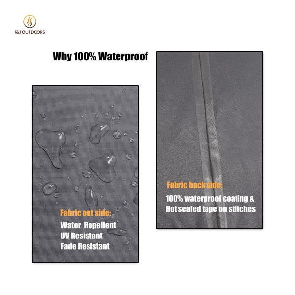 F&J Outdoors Garden Chair Covers, Waterproof Anti-UV High Wind Resistant Design for Outdoor High-back / Adirondack Chairs, Grey