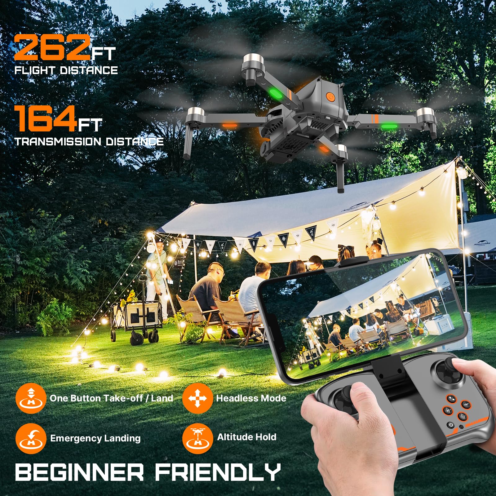 Brushless Motor Drone with 4K Adjustable Camera for Kids and Adults, Foldable RC Quadcopter with LED Lights, 30 Mins Long Flight Time, Mini Drone Toys Gifts for Beginners, Boys and Girls