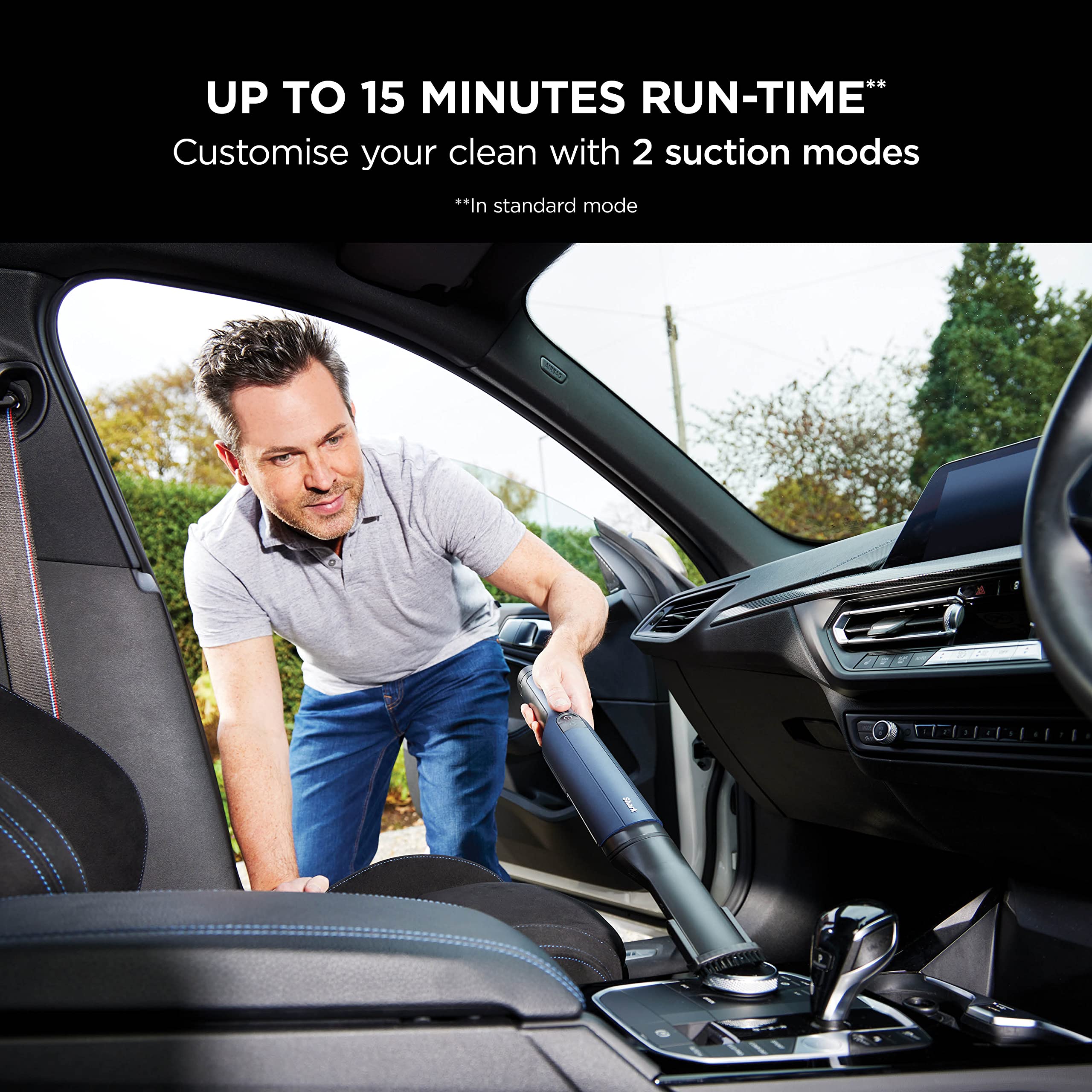 Shark WandVac 2.0 Cordless Handheld Vacuum Cleaner, Small & Lightweight, Powerful Suction Handheld Vacuum with Boost Mode, Pet and Duster/Crevice Tools, 15 Mins Run-Time, Charging Base, Blue WV270UK