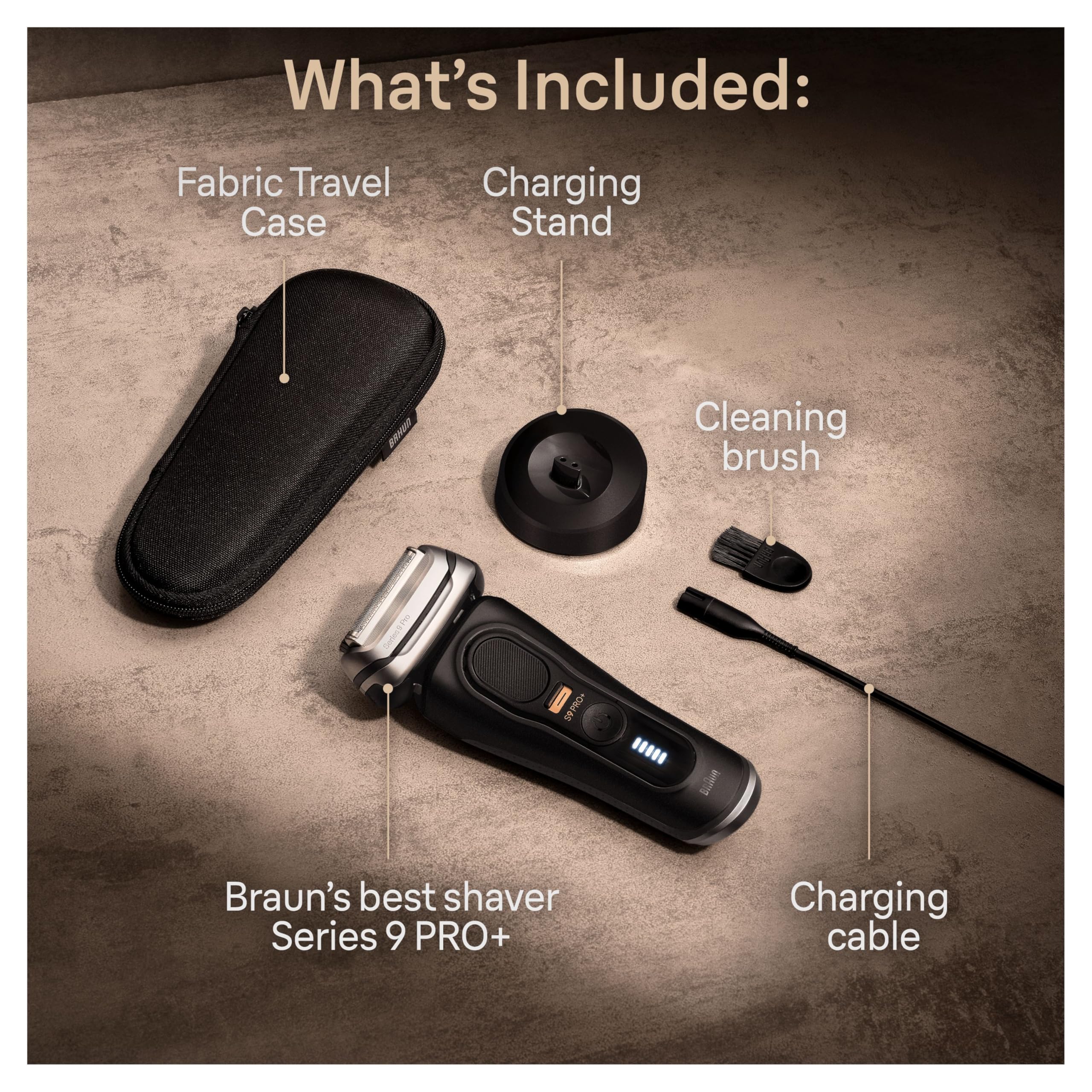 Braun Series 9 PRO+ Electric Shaver, 5+1 Ultra Thin Precision Blades, Pro SensoAdapt, Up to 60 min, Charging Stand, Wet & Dry Foil Razor for Men, 9610SI, Black