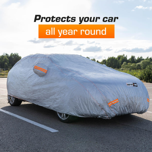Upgrade4cars Outdoor Car Cover waterproof & breathable | Universal Full Garage for all Seasons | Car - XXL (225 * 80 * 47 inch)