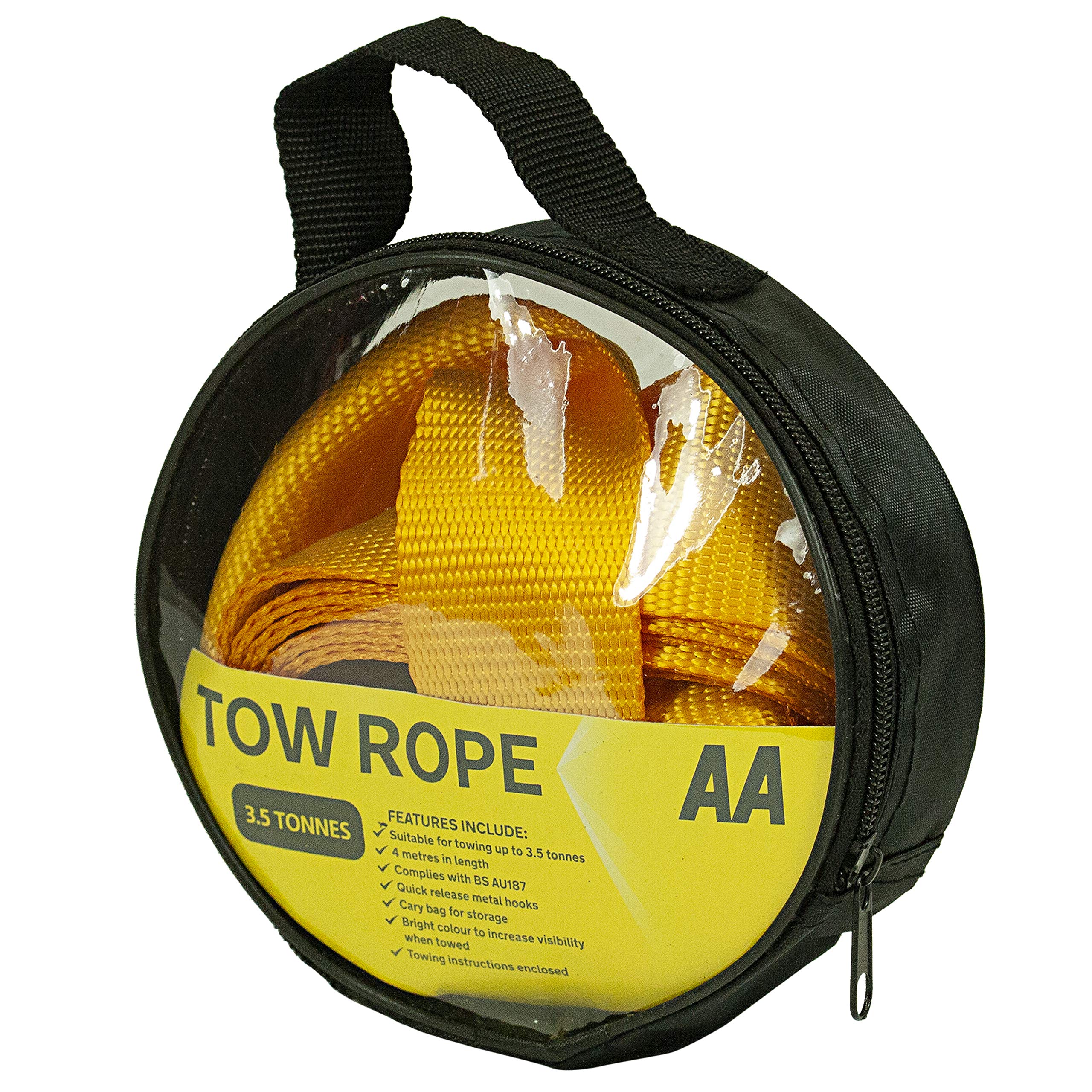 AA 2T 3.5 m Tow Rope AA6189 – Yellow Strap-Style Towing Belt for Car Breakdowns Other Vehicles up to 2 Tonnes