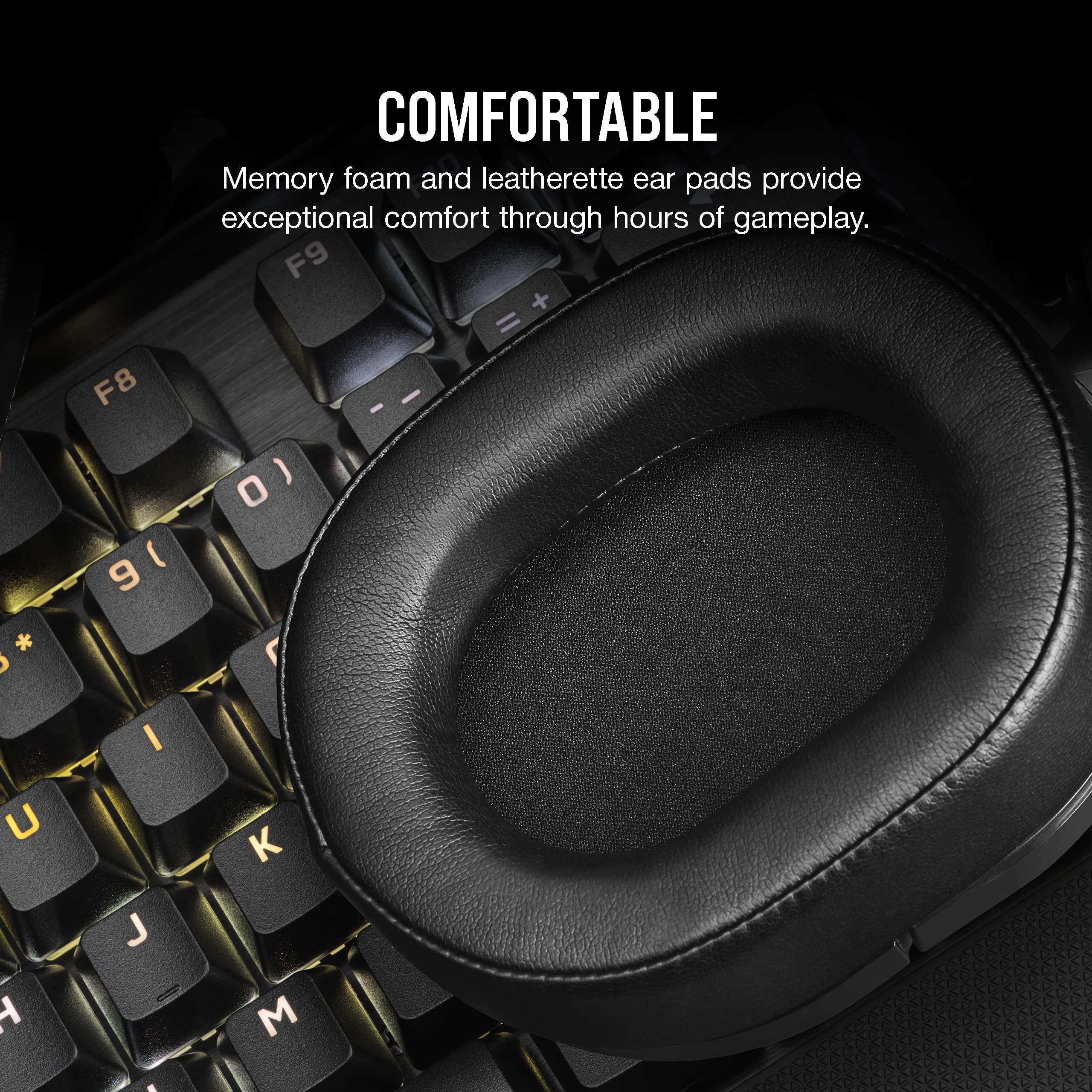 CORSAIR HS55 SURROUND Lightweight Multiplatform Wired Gaming Headset – Dolby 7.1 Surround Sound – iCUE Compatible – PC, Mac, PS5, PS4, Xbox, Nintendo Switch, Mobile – Carbon